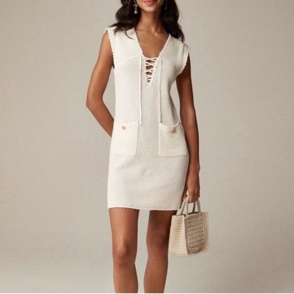 J crew Pointelle lace-up sweater-dress - Picture 1 of 7